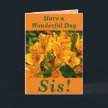 Bright and Bold Floral Birthday Card for Sis<br><div class="desc">Bright Alstroemeria flowers (Peruvian lilies) make a great image for this colourful birthday card for Sis.  Text can easily be personalised if wished.</div>