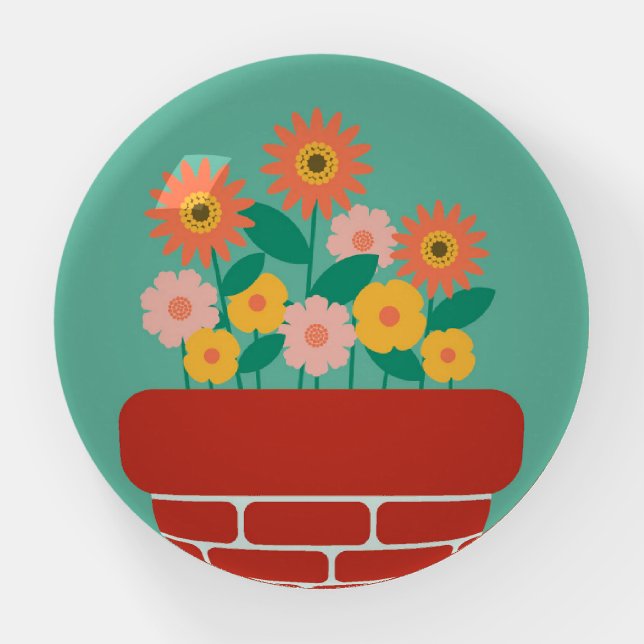 Bright and Bold Geometric Flower Art Paperweight (Front)