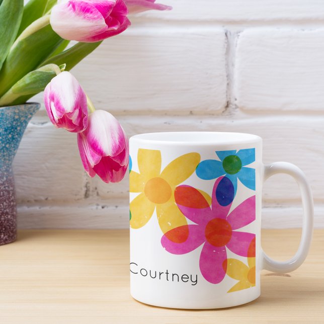 Bright and Bold Hippie Flowers Personalized Coffee Mug (Creator Uploaded)
