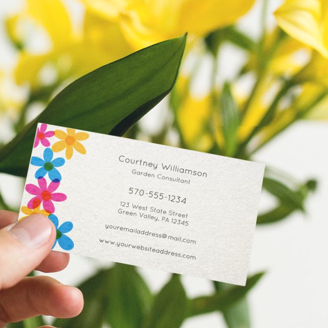 Bright and Bold Hippie Flowers Retro Floral Business Card (Creator Uploaded)