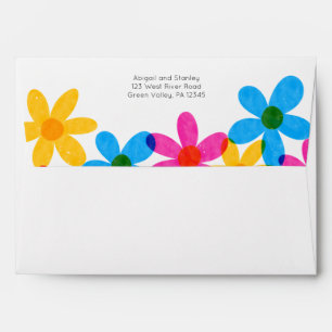 Bright and Bold Hippie Flowers Spring Wedding Envelope
