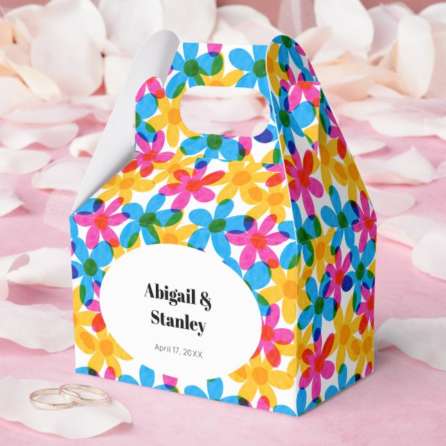 Bright and Bold Hippie Flowers Spring Wedding Favor Boxes (Wedding)