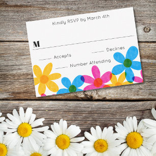 Bright and Bold Hippie Flowers Spring Wedding Invitation