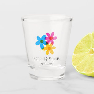 Bright and Bold Hippie Flowers Spring Wedding Shot Glass