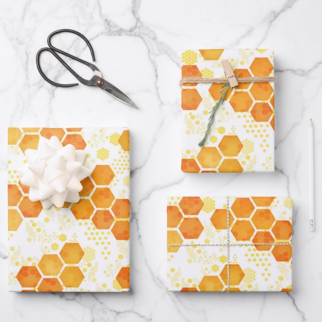 Bright and Bold Honeycomb Wrapping Paper Sheets (Front)