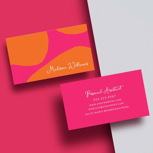 Bright and Bold Hot Pink and Orange Abstract Business Card