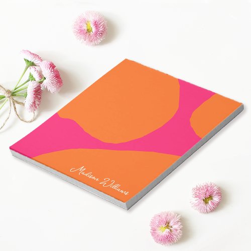 Bright and Bold Hot Pink and Orange Abstract Notepad