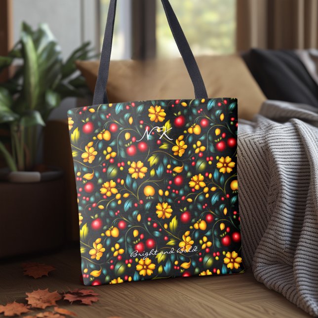 Bright and Bold Khokhloma Inspired Tote Bag (Creator Uploaded)