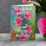 Bright and Bold Pink Lilies Happy Birthday Sister Card