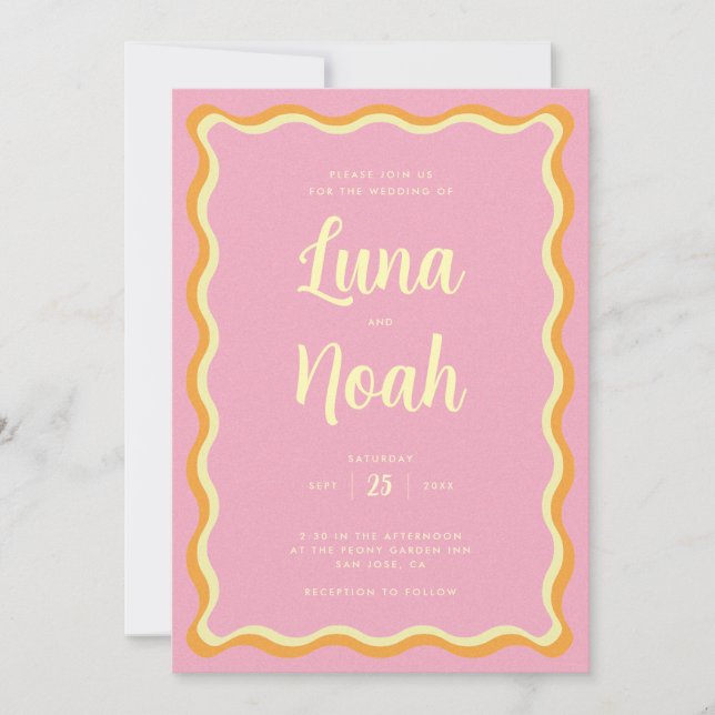 Bright and Bold Pink Wedding Invitation (Front)