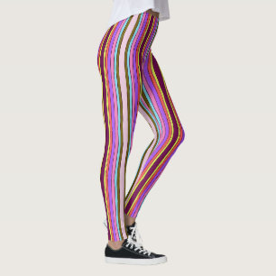 Bright and Bold Retro Stripes Multi Color Leggings