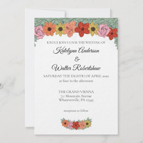 Bright and Bold Storybook Floral Wedding Invitation