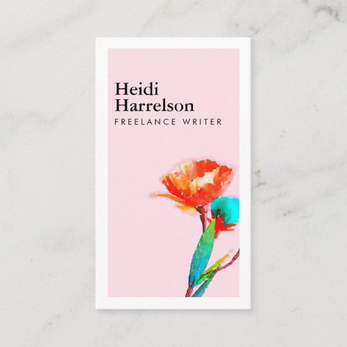 Bright and Bold Watercolor Flower Writers Authors Business Card