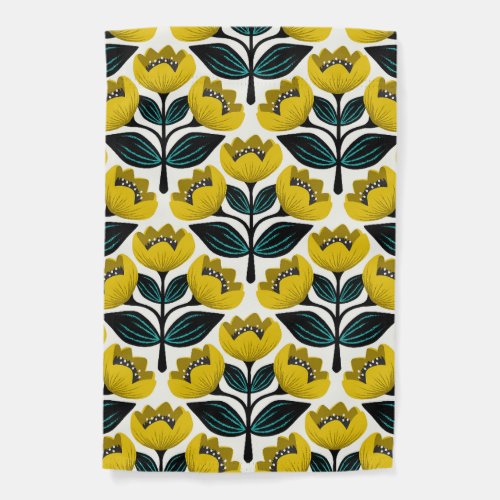 Bright and bold yellow tulips garden flag