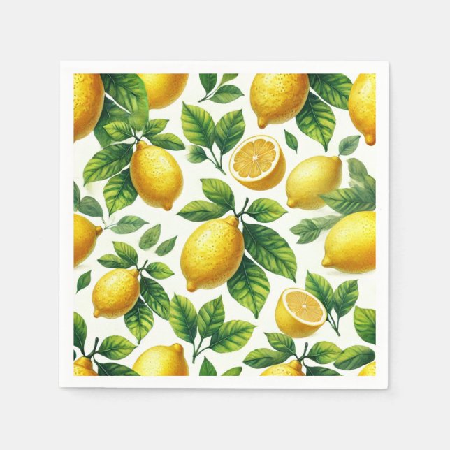 Bright and cheerful modern zesty lemons napkins (Front)
