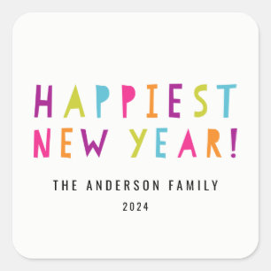 Bright and Cheerful New Year Holiday Stickers