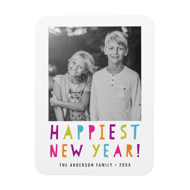 Bright and Cheerful | New Year Photo Magnet (Vertical)