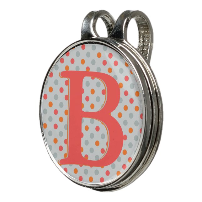 Bright and Cheerful Polka dots Monogram Golf Hat Clip (3/4)