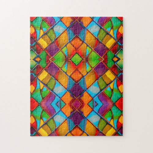 Bright and Cheerful Stained Glass Window Colorful Jigsaw Puzzle