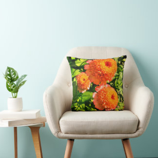 Bright and Cheerful Zinnia Throw Pillow