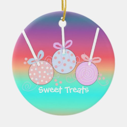 Bright and Cheery Cake Pops Ceramic Ornament