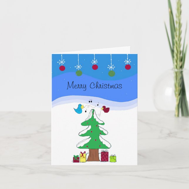 Bright and Cheery Christmas Greeting Holiday Card (Front)