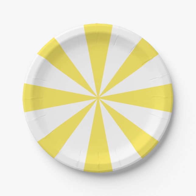Bright and Cheery Yellow Candy Pastel Party Paper Plates (Front)