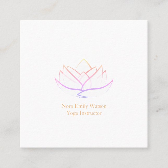 Bright and Clean Square Lotus Flower Business Card (Front)