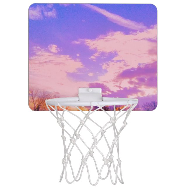 bright and cloudy sunset mini basketball hoop (Front)