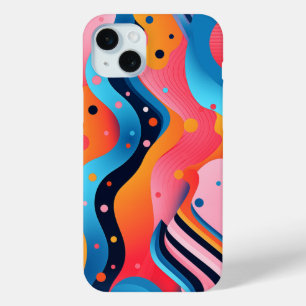 Bright and colorful abstract forms with dots iPhone 15 plus case