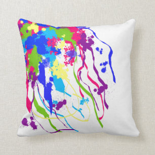 Bright and Colorful Abstract Ink Splatter Pillow