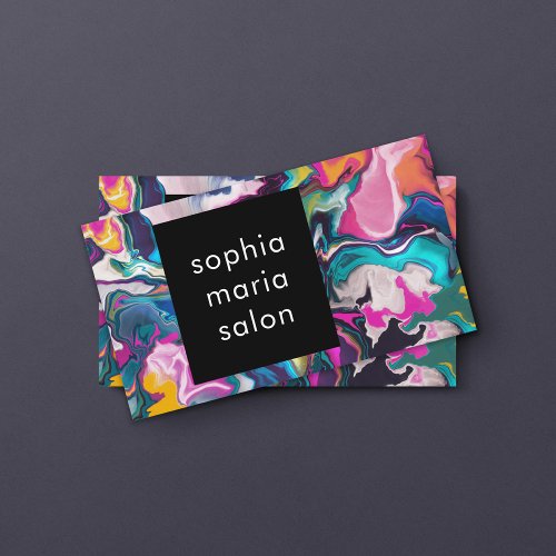 Bright and Colorful Abstract Marbling II Business Card