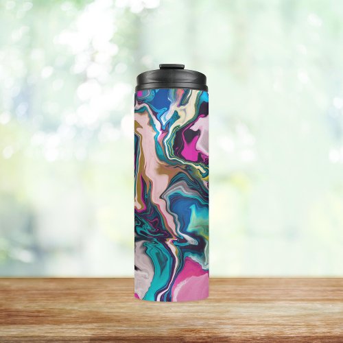 Bright and Colorful Abstract Marbling II Thermal Tumbler
