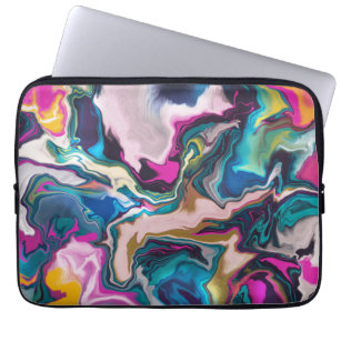 Bright and Colorful Abstract Marbling Laptop Sleeve
