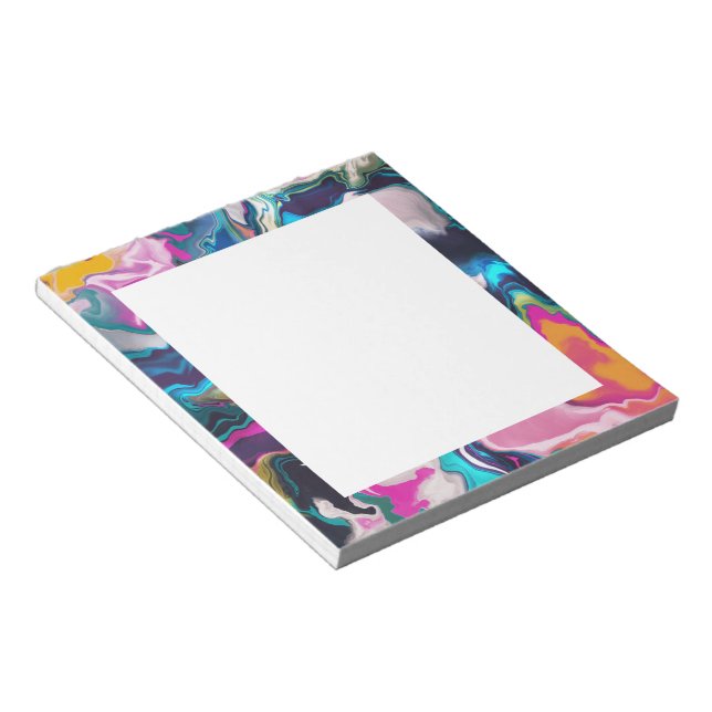 Bright and Colorful Abstract Marbling Notepad (Angled)