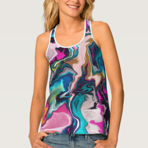 Bright and Colorful Abstract Marbling Tank Top