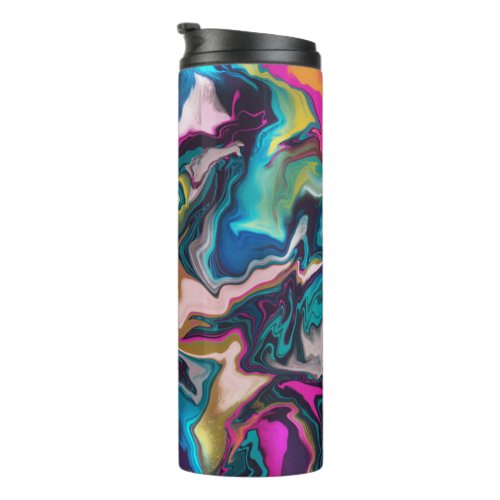 Bright and Colorful Abstract Marbling Thermal Tumbler