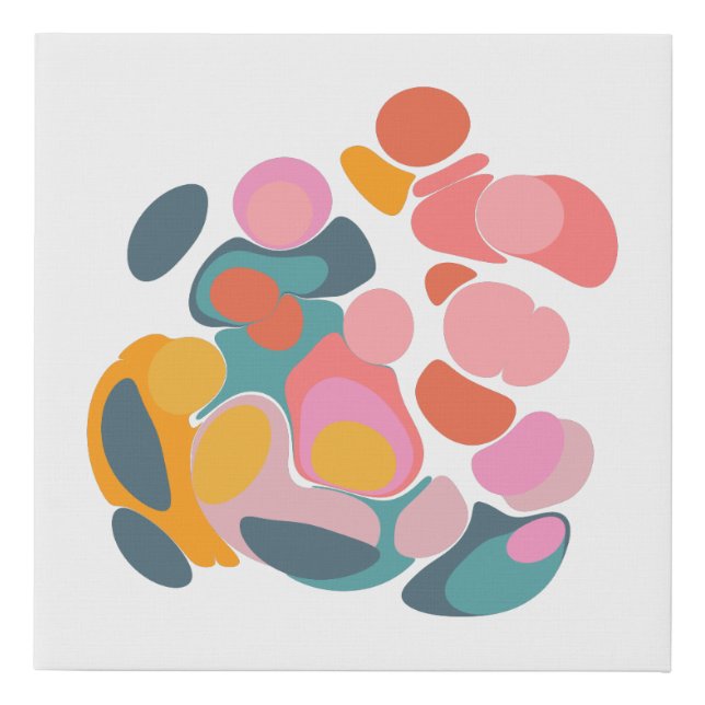 Bright and Colorful Abstract Shapes Collage Faux Canvas Print (Front)