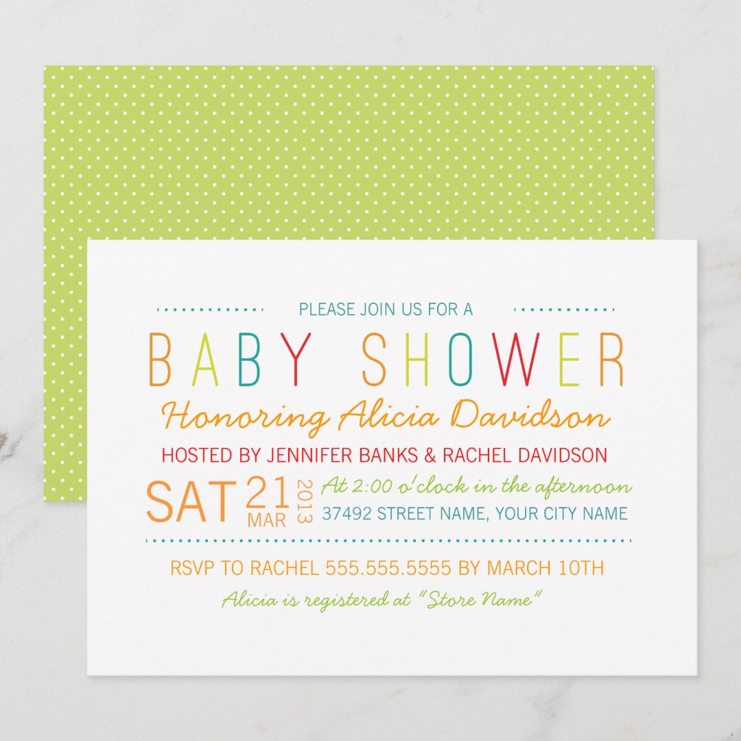 Bright and Colorful Baby Shower Invite | Zazzle