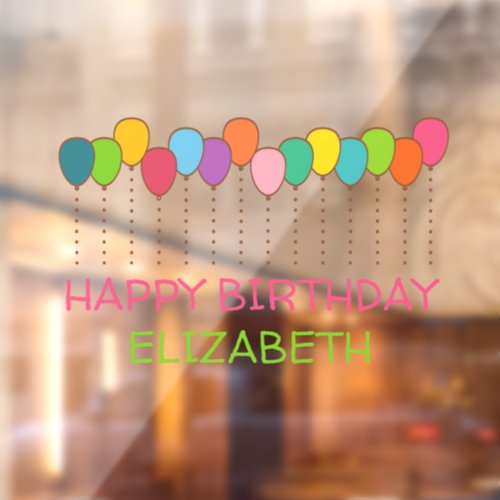 Bright and Colorful Balloons Happy Birthday Window Cling