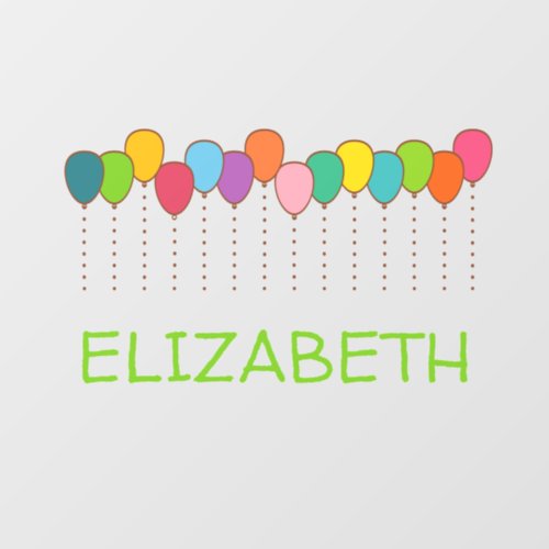 Bright and Colorful Balloons Personalized Wall Decal