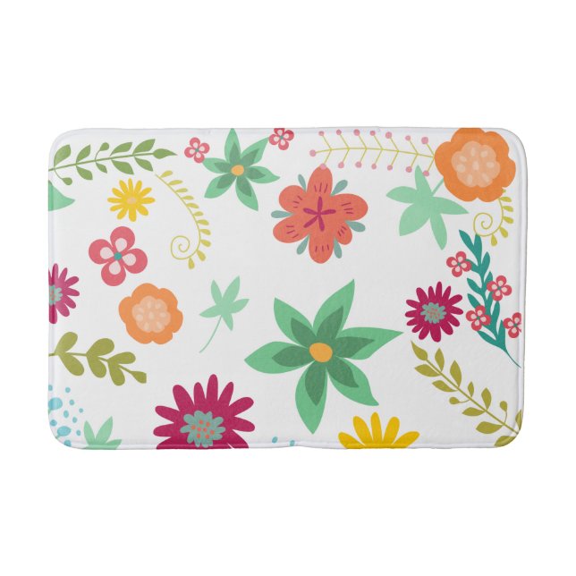 Bright and Colorful Big Flower Art Bath Mat (Front)