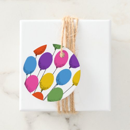 Bright and Colorful Birthday Balloons Favor Tags