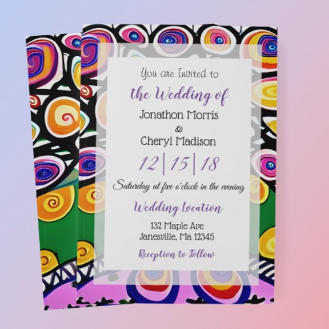 Bright and Colorful Boho Tree Wedding Invitation (Creator Uploaded)
