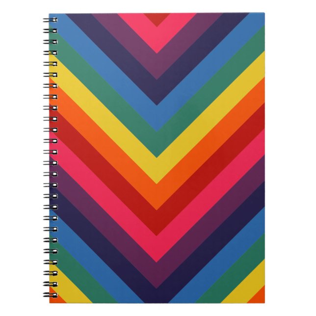 Bright and Colorful Chevron Retro Rainbow Notebook (Front)