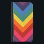 Bright and Colorful Chevron Retro Rainbow Samsung Galaxy S5 Wallet Case<br><div class="desc">Bright and Colorful Chevron Retro Rainbow pattern</div>