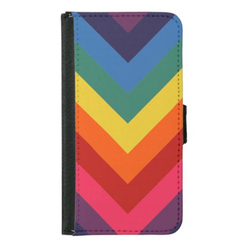 Bright and Colorful Chevron Retro Rainbow Samsung Galaxy S5 Wallet Case