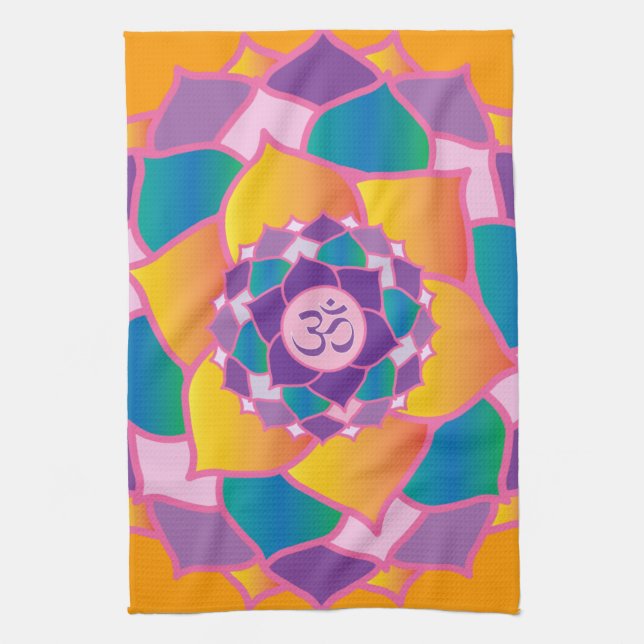 Bright and Colorful Crown Chakra Elegant Yoga Towel (Vertical)