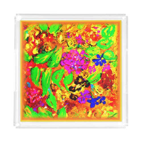 Bright And Colorful Flowers Art Buy Now Acrylic Tray