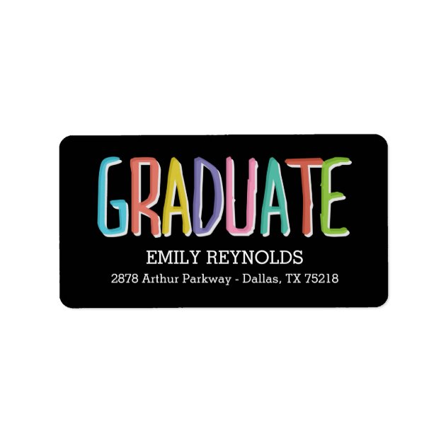 Bright And Colorful Graduation Address Label